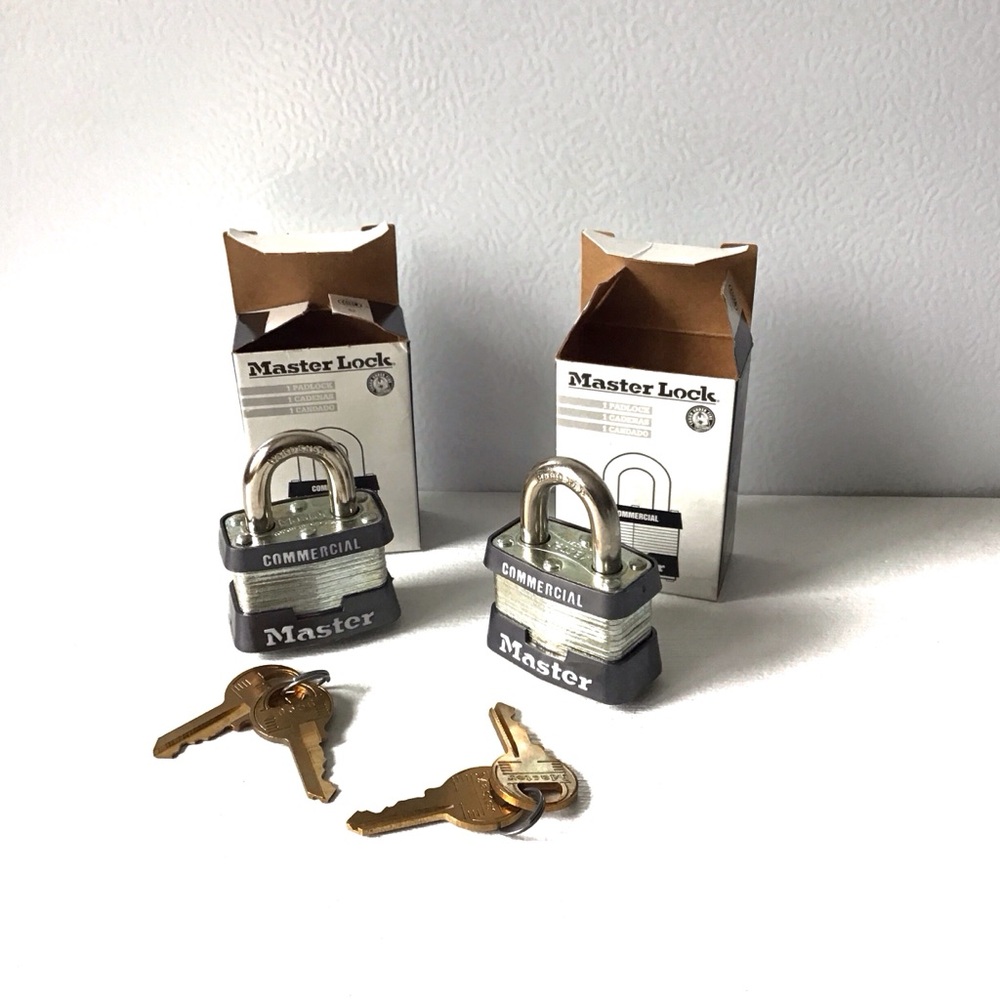 Two Keyed Alike Master Lock Commercial Padlocks with Keys